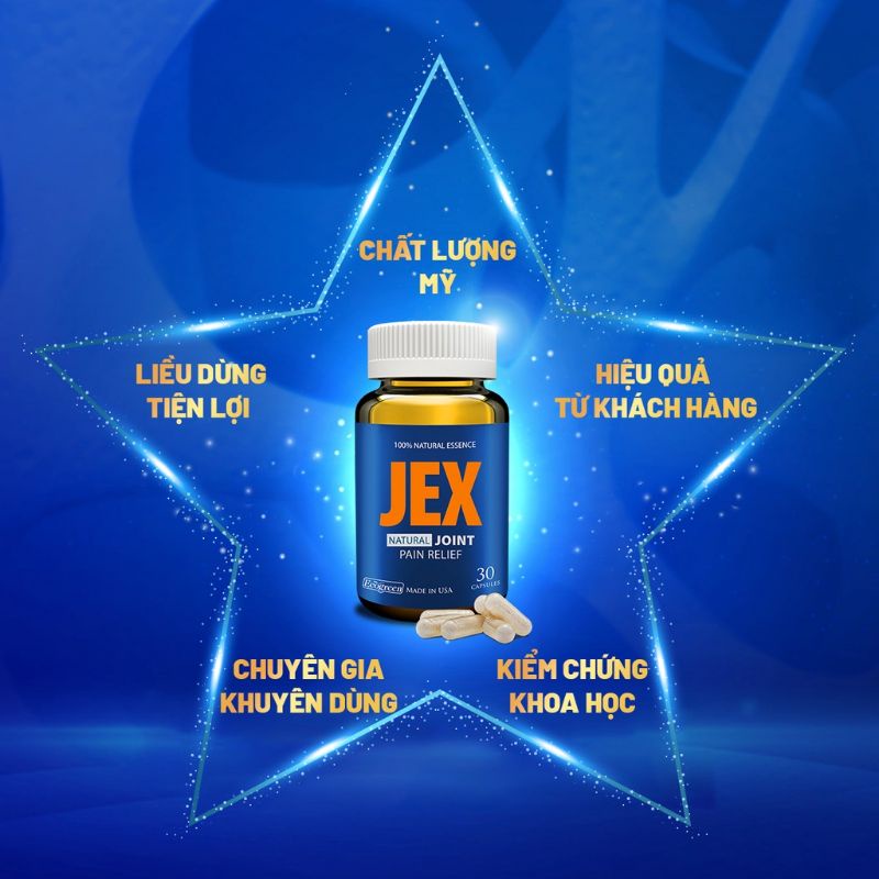 Jex_viên uống hỗ trợ giảm đau khớp,thoái hóa khớp,viêm khớp,bảo vệ,tái tạo sụn khớp,chậm thoái hóa khớp.Hũ 30 viên