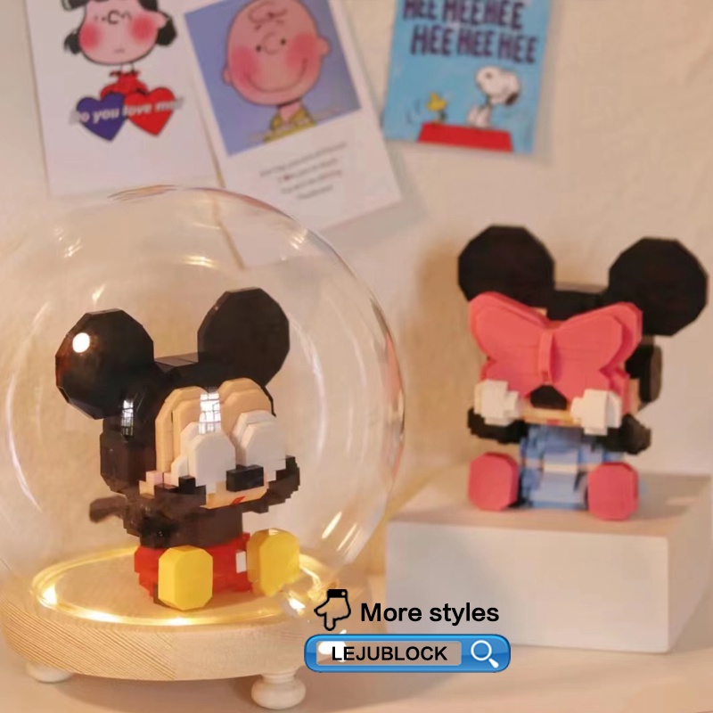 Các khối xây dựng chuột mickey minnie nanoblock linabell ghép hình trẻ em hộp quà một mảnh đồ chơi trẻ em Disney búp bê quà tặng cho bạn gái giáng sinh Naruto kakashi luffy chopper