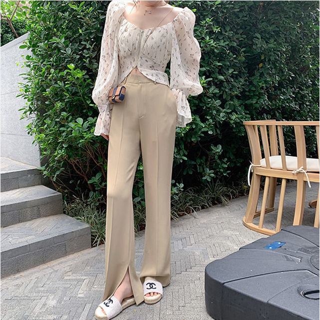 Áo voan hoa trễ vai cổ vuông tay phồng thời trang cho nữ 2021