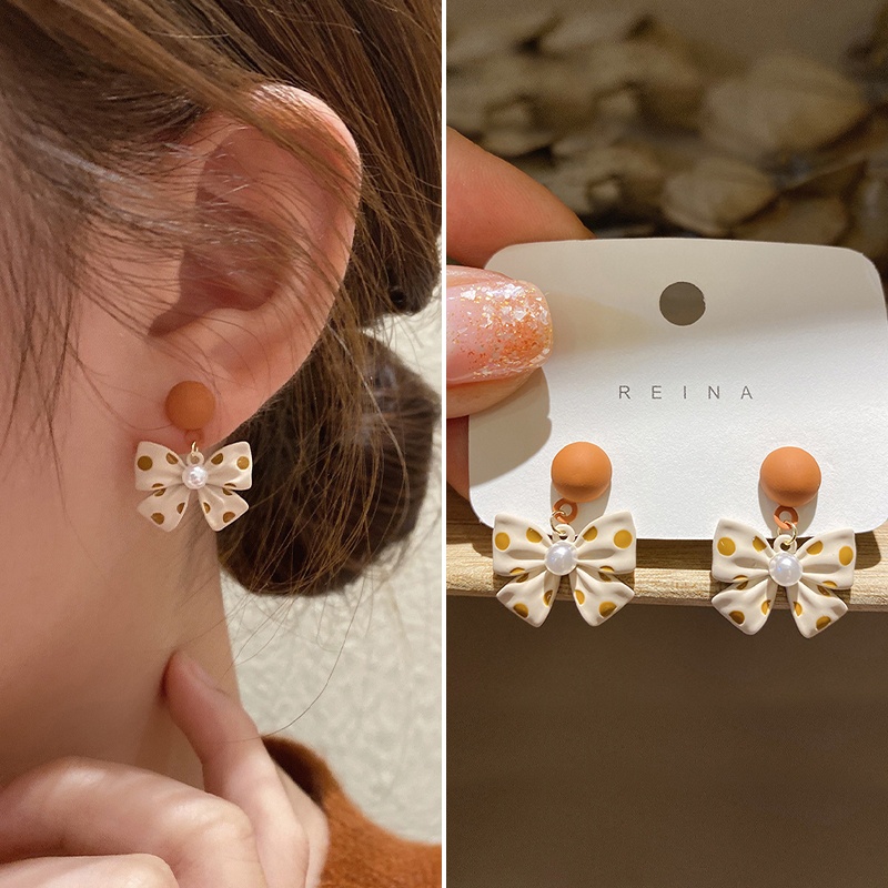 IF ME Khuyên tai nơ dễ thương phong cách Hàn Quốc