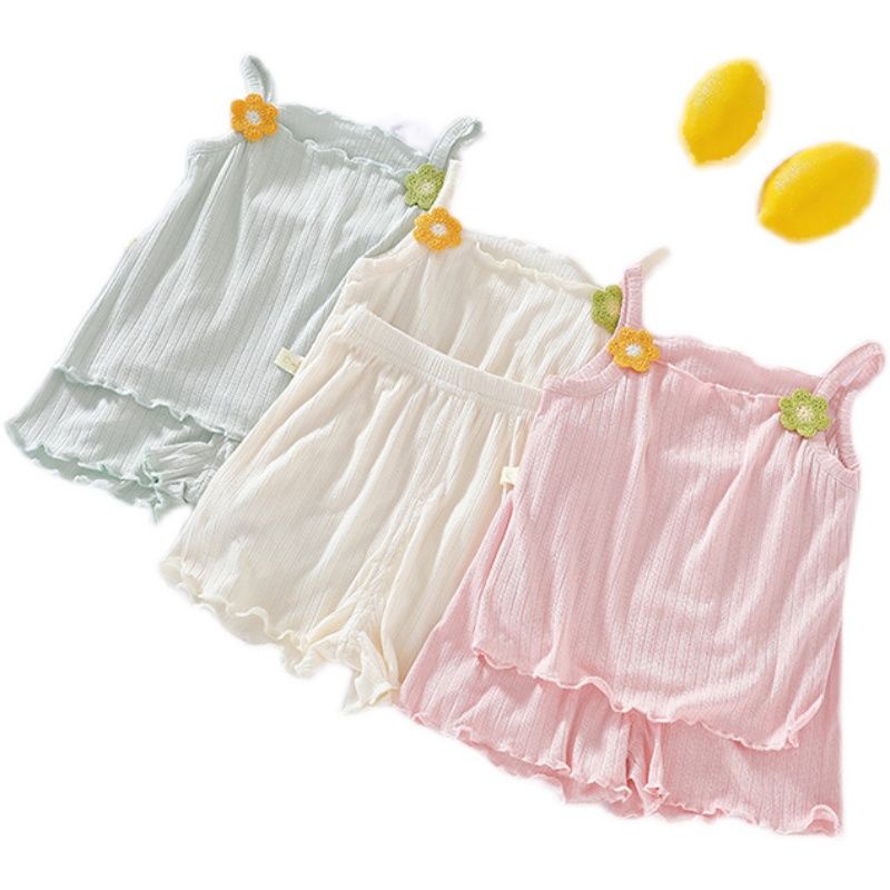 Set Áo Hai Dây + Quần Short Thời Trang Mùa Hè Hàn Quốc Mới 2023 Cho Bé Gái