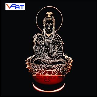 Quan âm bồ tát, Đèn 3D led, đèn ngủ đổi màu, quà tặng,lưu niêm đèn mica nhiều màu, VFAT Shop