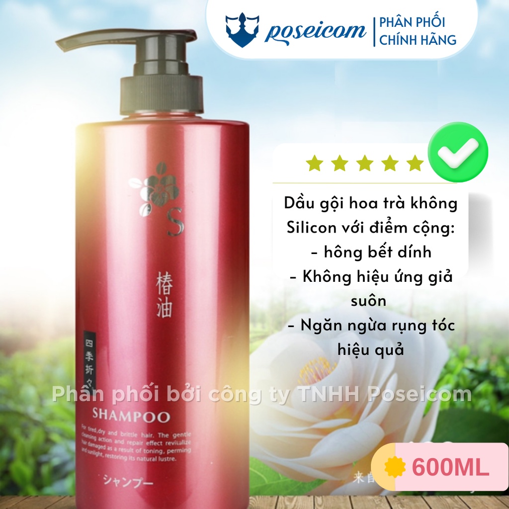 Bộ Gội Xả Hoa Trà Kumano Shikioriori Chiết Xuất Từ Tinh Dầu Hoa Trà Chai to 600ml POSEICOM DG04