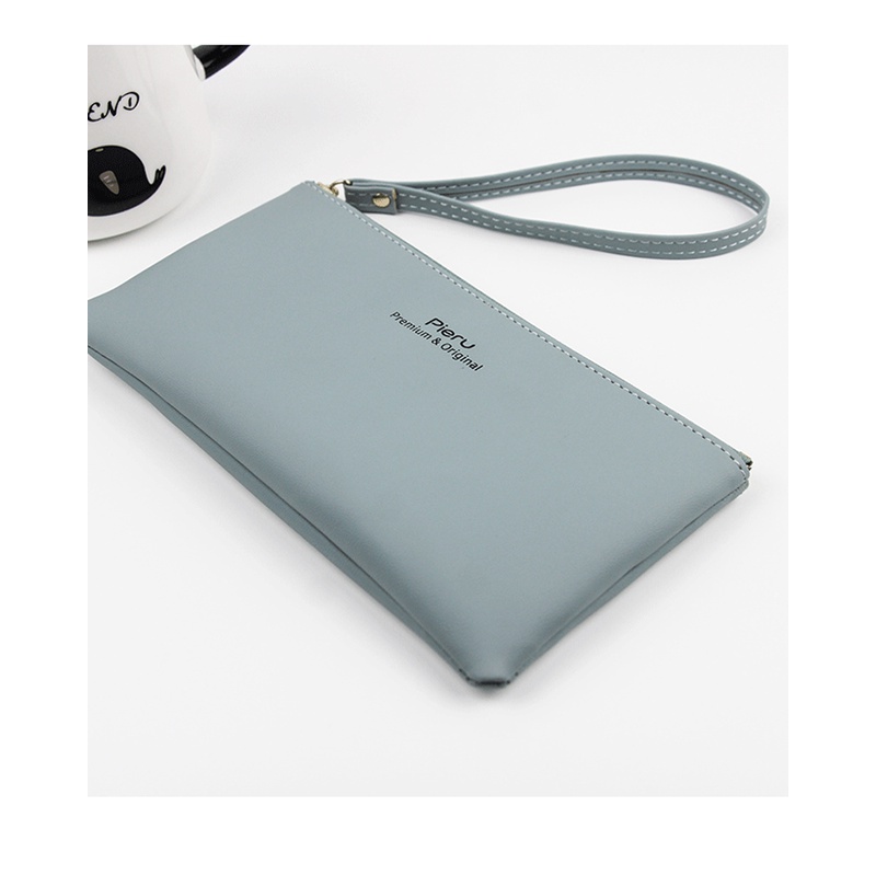 Phụ nữ Ví dây kéo Clutch Da PU Màu rắn Ví dài