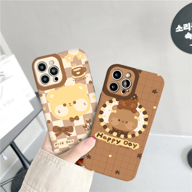 Ốp Lưng Iphone Cạnh Vuông Gấu phùng má cute ốp iphone 6/6plus/6s/6splus/7/7plus/8/8plus/x/xr/xs/11/12/13/pro/promax