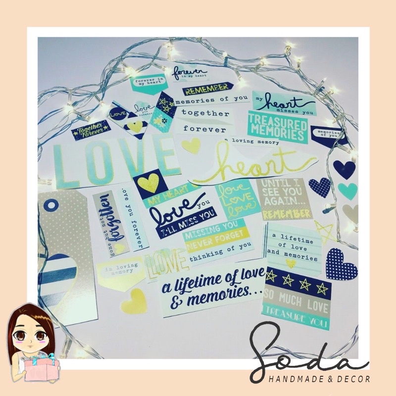 Sticker trang trí Heart &amp; Love [Dán bằng keo sữa/Băng dính xốp]