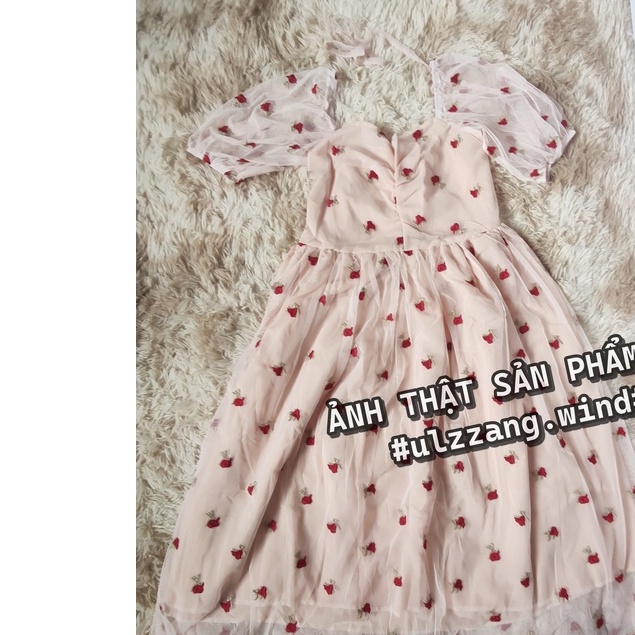 Đầm ulzzang tiểu thư cúp ngực thêu hoa hồng nổi - u.w