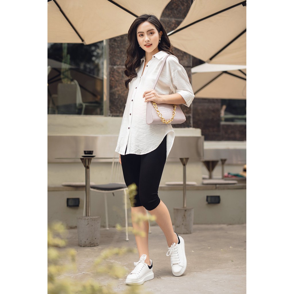 Áo sơ mi Bầu Top button (Trắng, Hồng, Xanh)