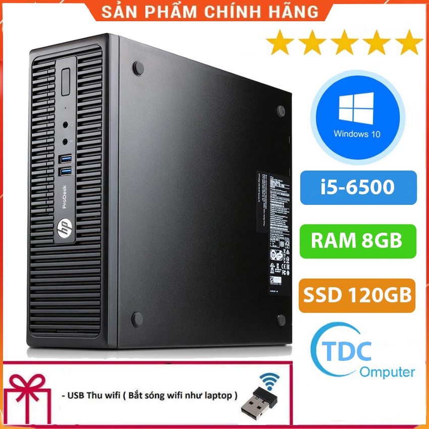 Case máy tính đồng bộ HP ProDesk 400G3 SFF, cpu core i5-6500, ram 8GB, SSD 120GB Tặng USB thu Wifi