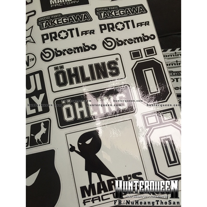 Nguyên tờ Marus 24 logo trắng đen racing dán xe, điện thoại, laptop, nón bảo hiểm. Decal cao cấp chống nước