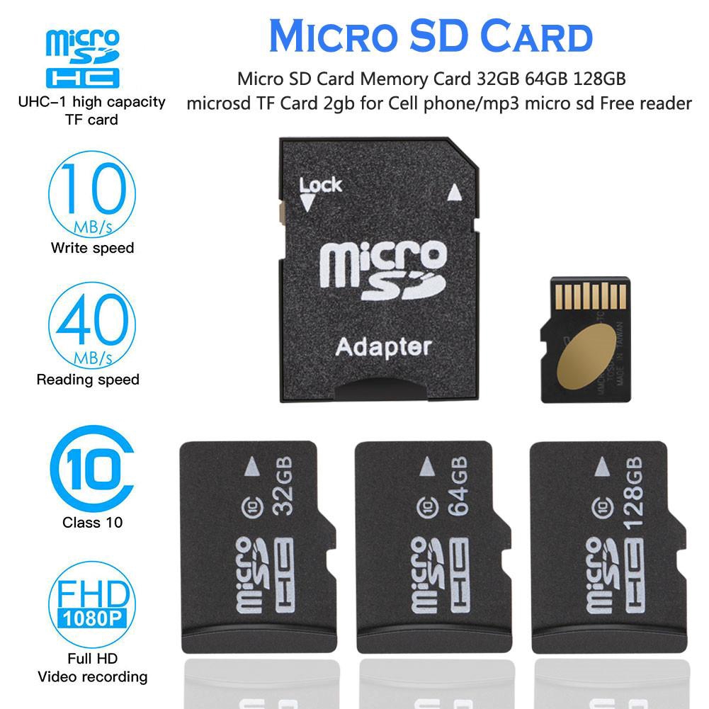 Thẻ nhớ thẻ nhớ Micro SD 32GB 64GB 128GB microsd Thẻ TF 2gb cho điện thoại di động / mp3 micro sd Đầu đọc miễn phí