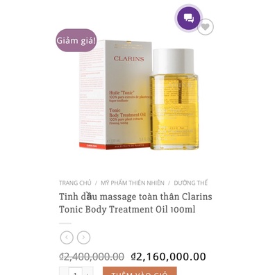 Tinh dầu Clarins Contour Body Tonic Treatment Oil