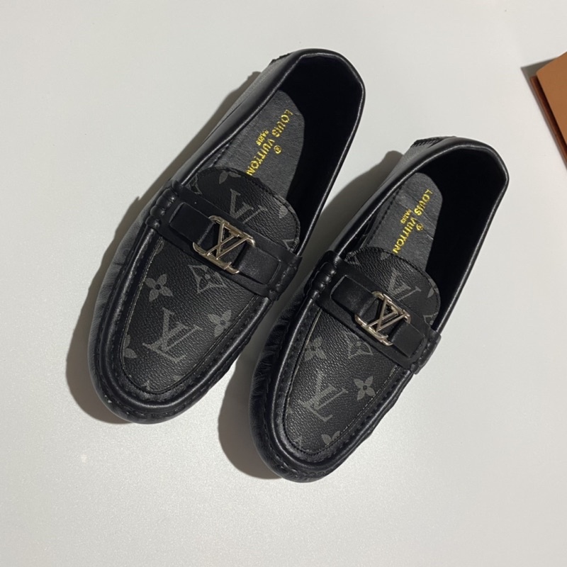 Giày lười lv nam da lộn đế đúc tăng chiều cao, giày moca lv hàng Fullbox.