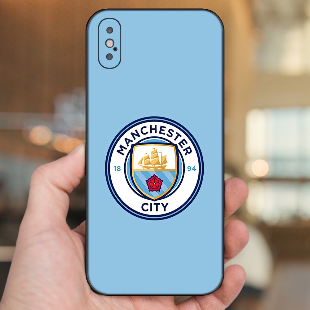 Ốp lưng iPhone X, Xs dẻo đen cạnh vuông in hình Manchester City MC