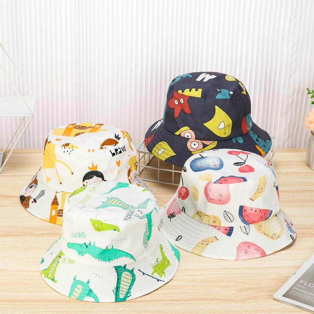 HS Mũ Bucket Chống Tia UV In Họa Tiết Hoạt Hình Dễ Thương Thời Trang Đi Biển Cho Bé