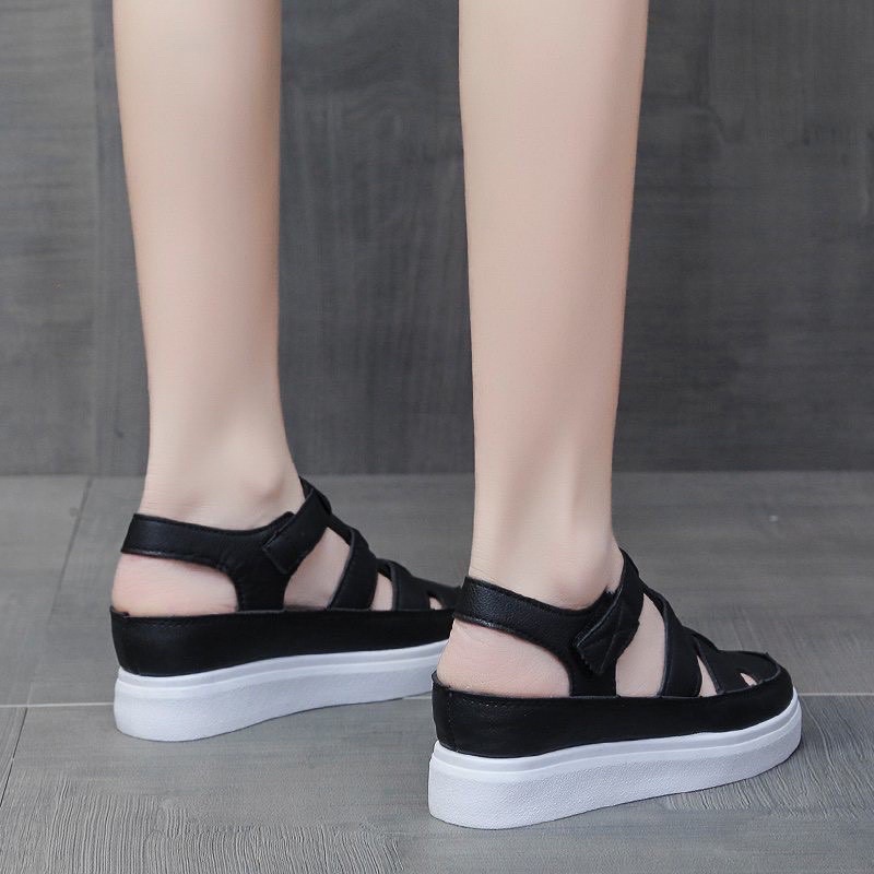 (Video)) Sandal nữ quai Dọ đế cao bít mũi  tròn cá  tính trẻ  trung