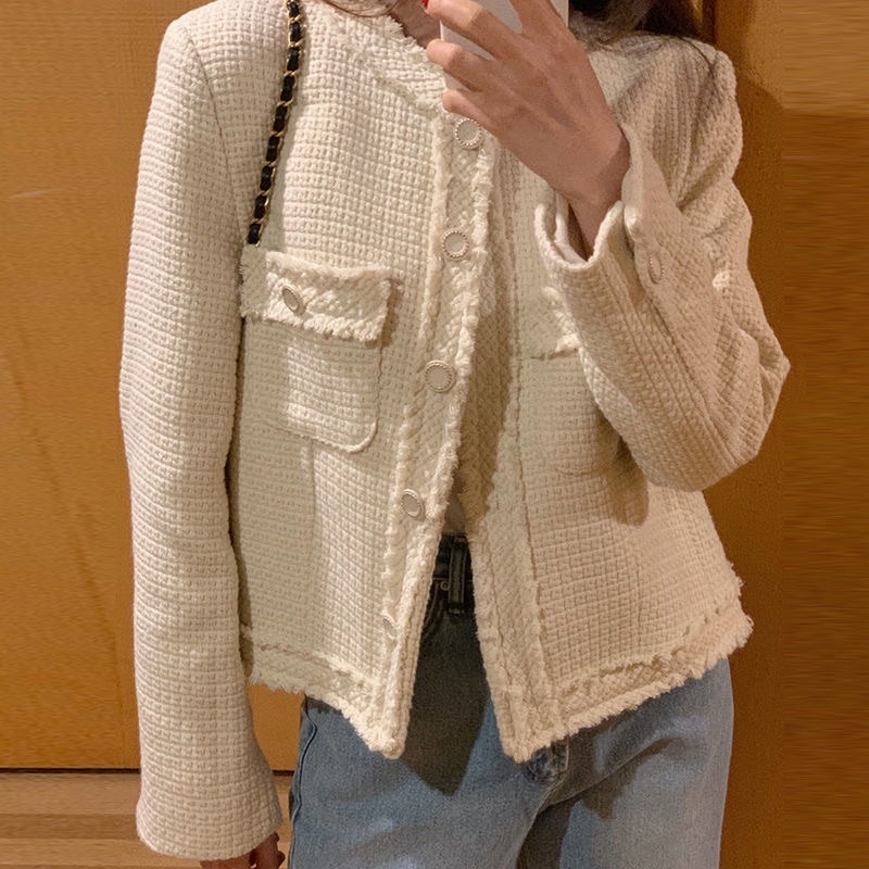 Áo Khoác Dạ Tweed Trắng Đen Cho Nữ Mùa Đông Thời Trang Hàn Quốc Công Sở Siêu Xinh Chali AD010 | BigBuy360 - bigbuy360.vn
