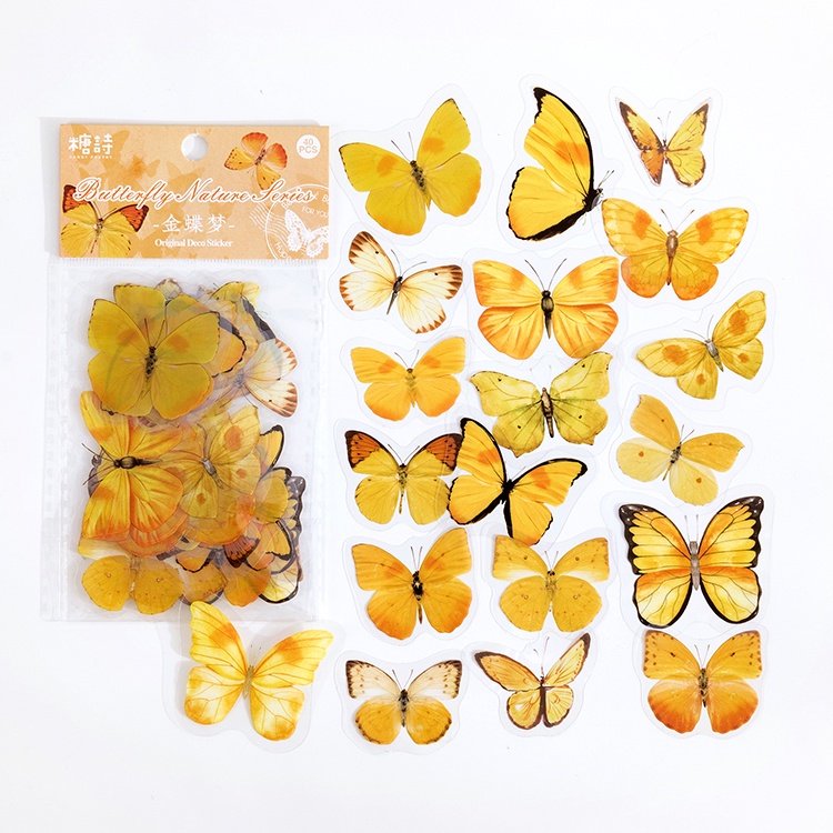 Set 40 Miếng Dán Hình Bướm Thú Vị Cho Trang Trí Sổ Tay
