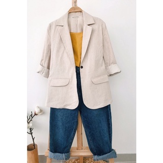 Áo blazer linen áo khoác vest linen - nhà của moon
