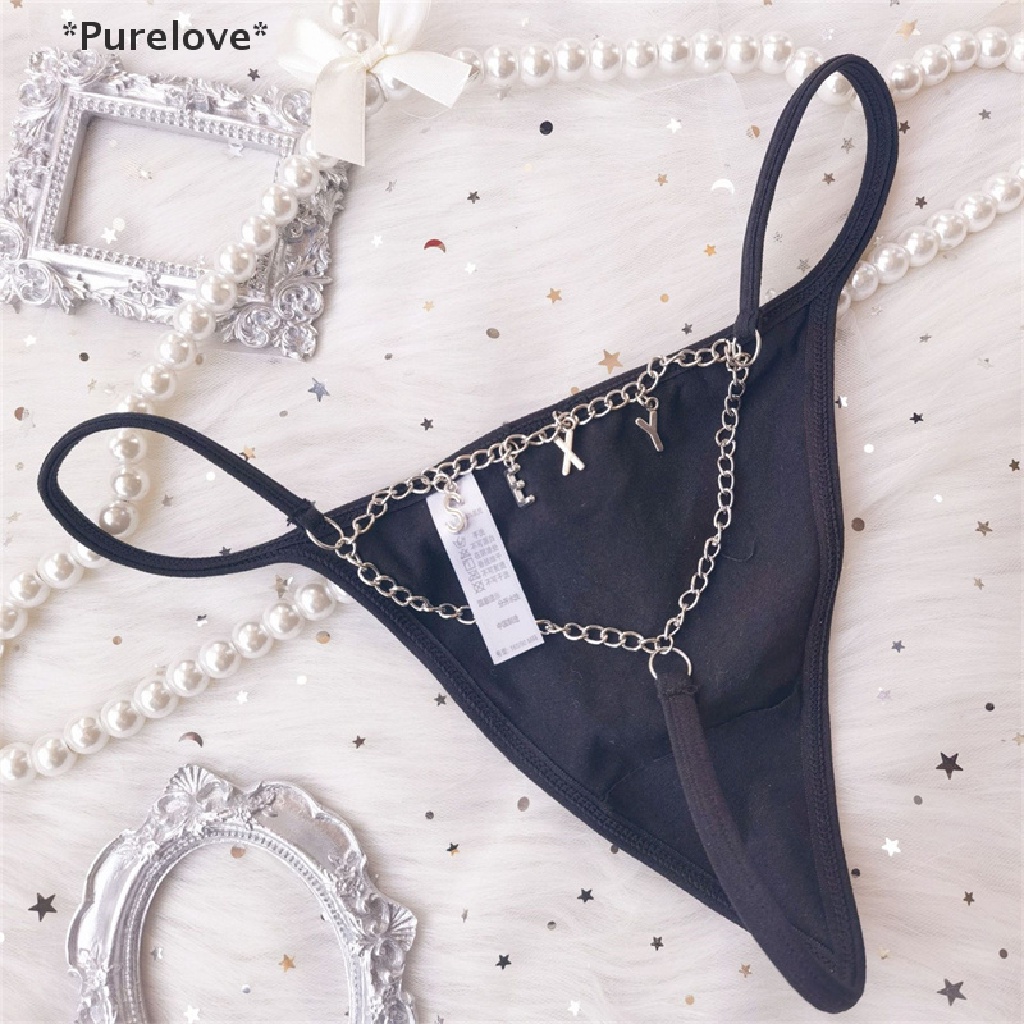Quần Lót Lọt Khe Eo Thấp Phối Dây Xích Kim Loại Quyến Rũ Dành Cho Nữ