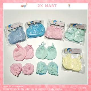 Bao tay chân cho bé sơ sinh vớ trẻ em dây rút baby Minh Hoàng cotton đơn