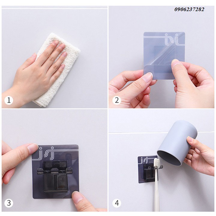 Móc giữ 2 bàn chải dán tường kèm cốc_RE0318