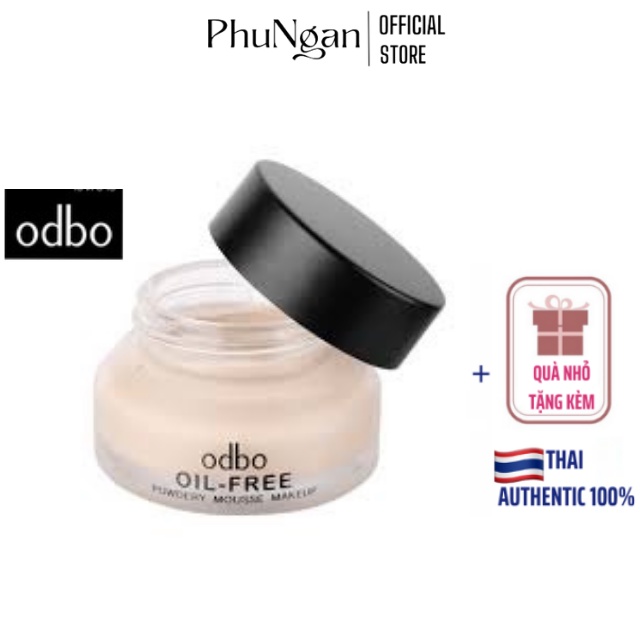 (Auth Thái)Phấn tươi/Kem nền che khuyết điểm Odbo Oil Free Powdery Mousse Makeup Thái Lan kiềm dầu. chống nước