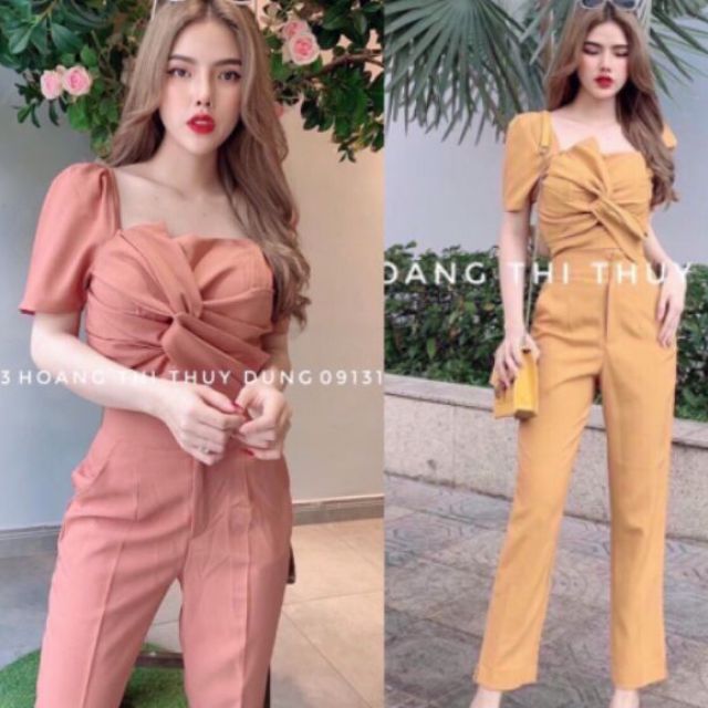 🎀SET BỘ ÁO CROP NƠ MÚT NGỰC QUẦN DÀI 9 TẤC DÀY DẶN GIÁ RẺ