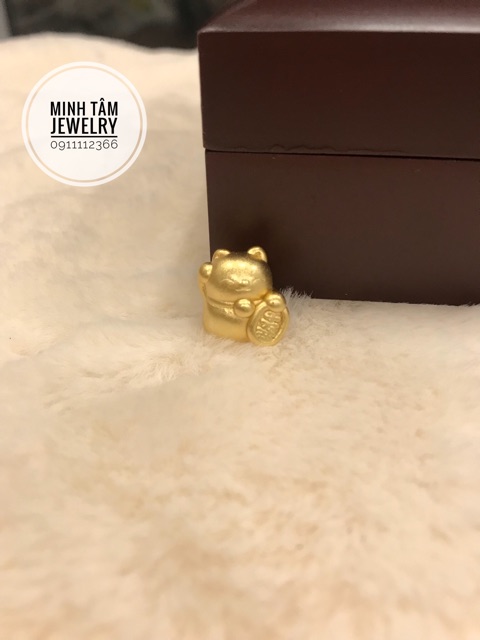 Charm mèo thần tài bạc,charm mèo thần tài bạc xi vàng-Minh Tâm Jewelry