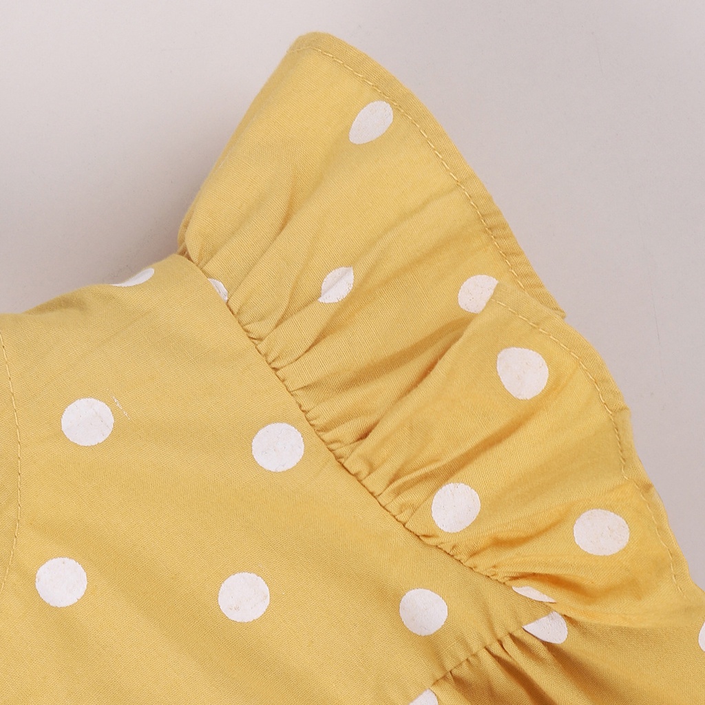 Bộ Áo Liền Quần Sát Nách Cài Nút Họa Tiết Chấm Bi Thời Trang Cho Bé Gái