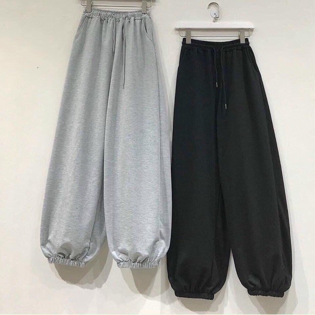 Quần nỉ bo chun gấu form thụng rộng Unisex- quần nỉ bông