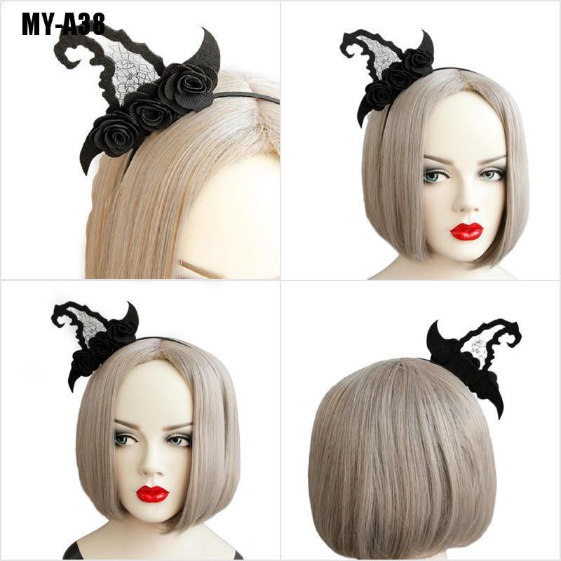 Băng Đô Cài Tóc Hình Nón Phù Thủy Màu Đen Phong Cách Gothic Cổ Điển Dùng Hóa Trang Halloween