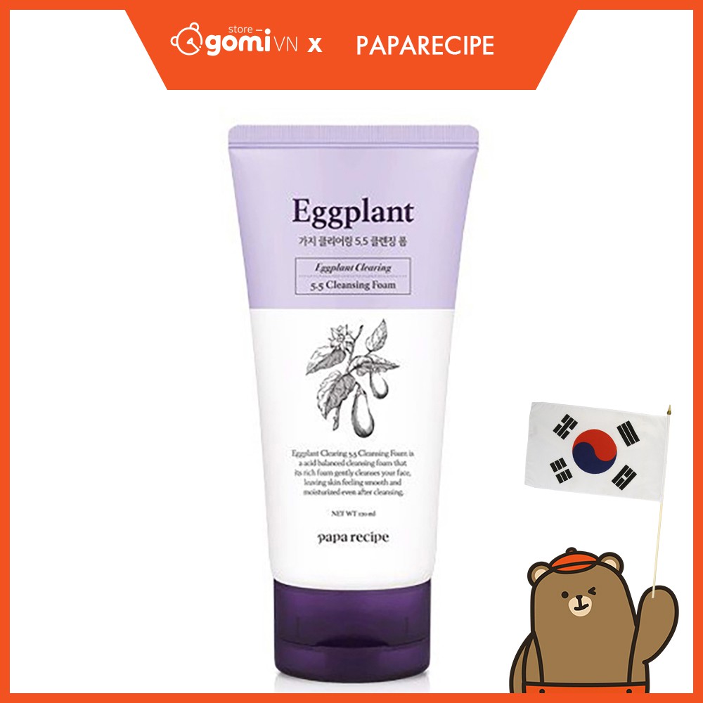 Sữa Rửa Mặt Chiết Xuất Cà Tím PAPARECIPE Eggplant Clearing 5.5 Cleansing Foam GomiStore