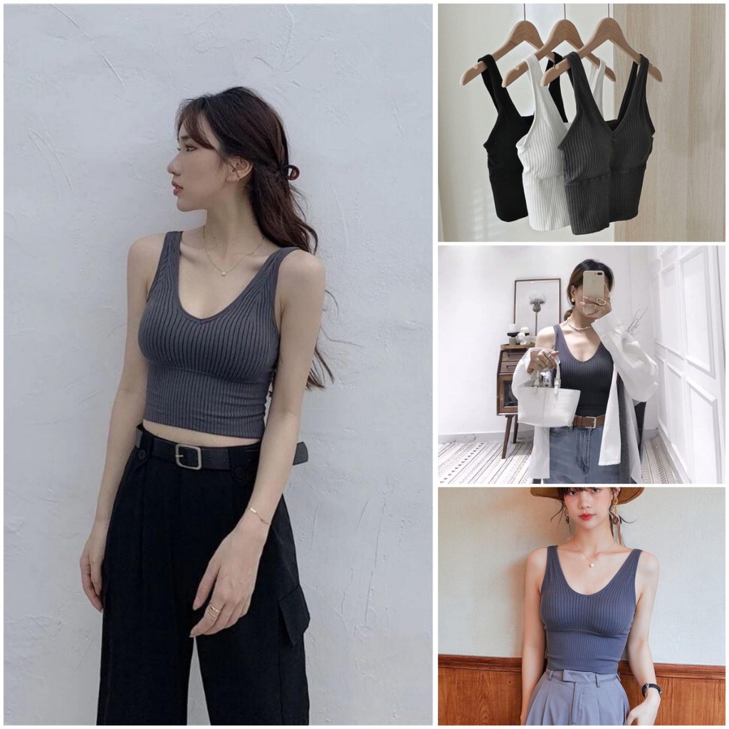 Áo Bra tập Gym,Yoga cổ tim thun gân chất đẹp mã LM BR117