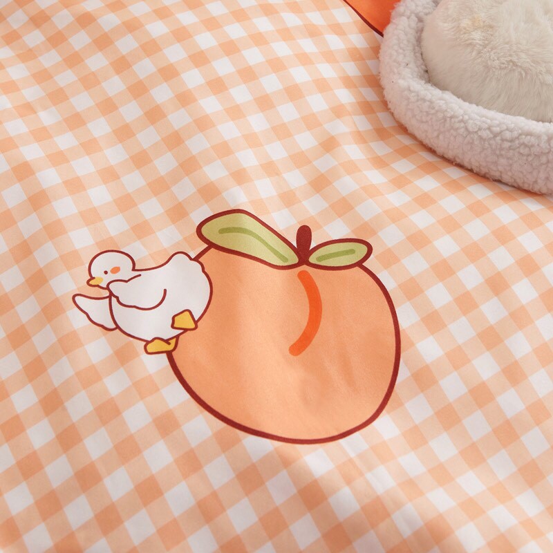 Bộ chăn ga gối cotton poly nhập khẩu - Caro Đào Hồng (SP001227)