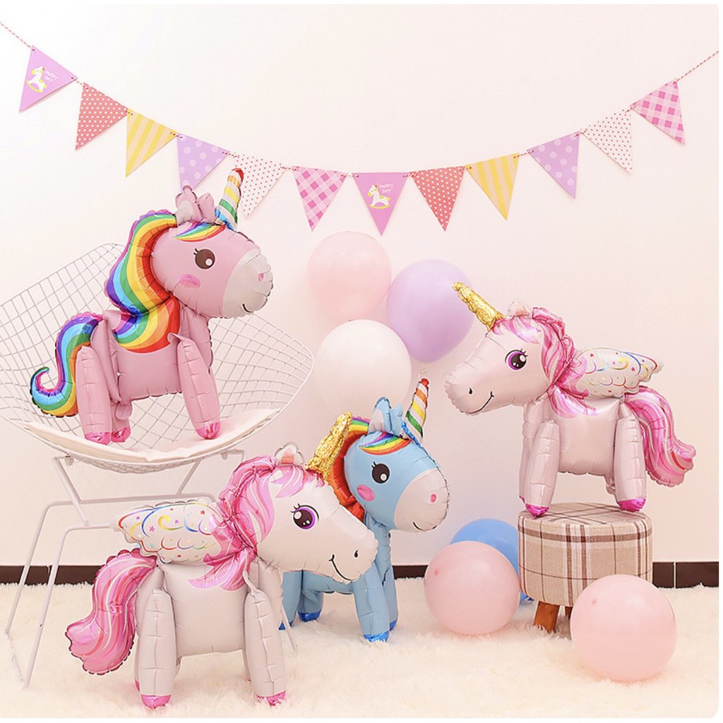 Bóng bay tráng nhôm ngựa pony 3D xinh xắn trang trí sinh nhật