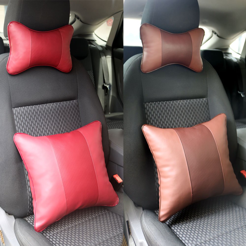 Gối tựa đầu ô tô, gối tựa lưng oto da Nappa chống đau lưng đau mỏi vai gáy dành cho xe sang Ms : T08 - Dung Thuy Auto