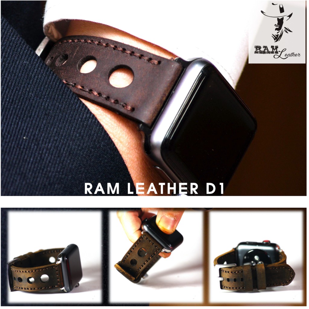 Dây đồng hồ RAM Leather D1 vintage da bò nâu đất cao cấp thoáng khí