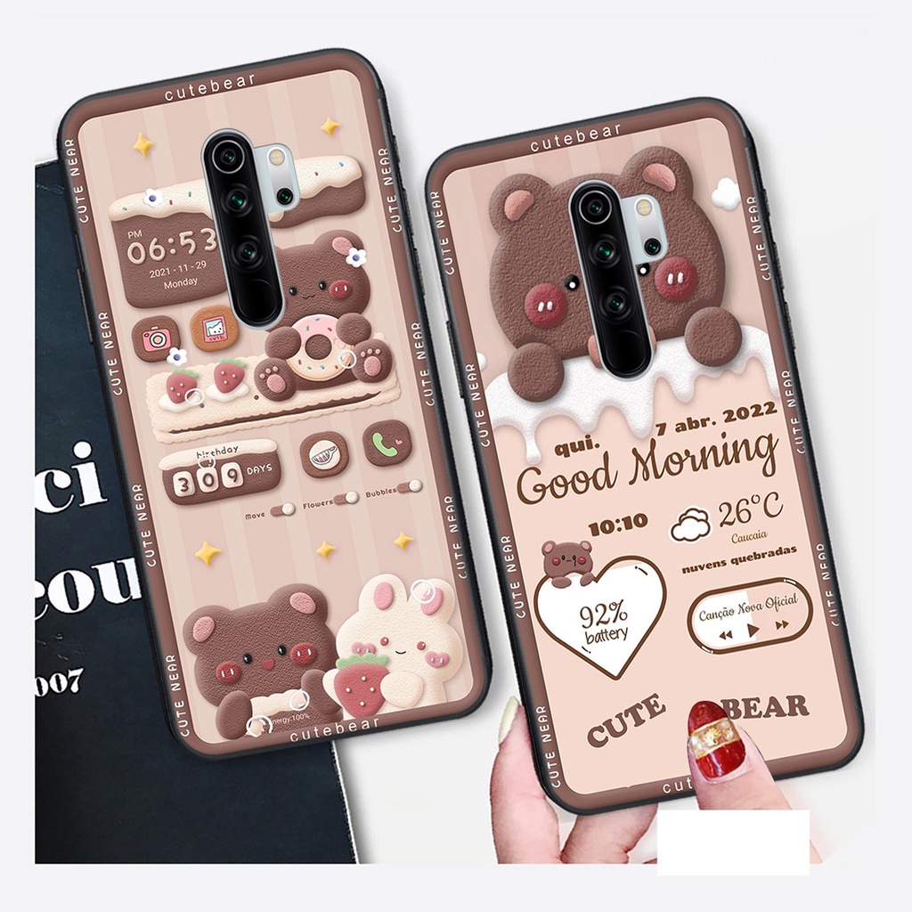 Ốp lưng Xiaomi REDMI NOTE 8 PRO in hình Gấu nâu - hồng, Gấu Be@rick  cực CUTE, DỄ THƯƠNG