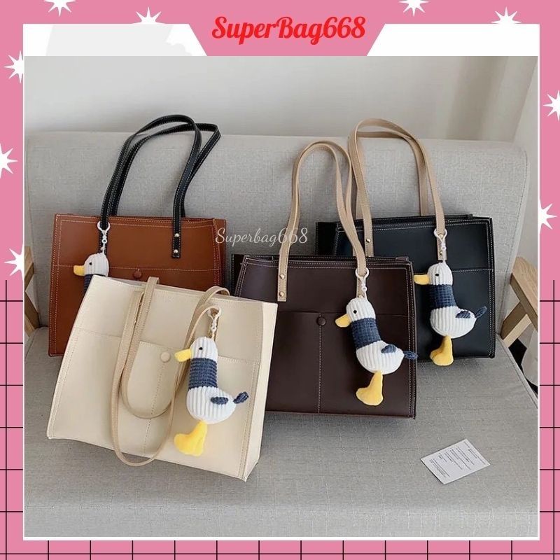 Túi Xách Tote Nữ Công Sở Đi Làm Phong Cách Ulzzang Cỡ Lớn Kèm Phụ Kiện Con Vịt Bông Xinh Đi Chơi SPB213