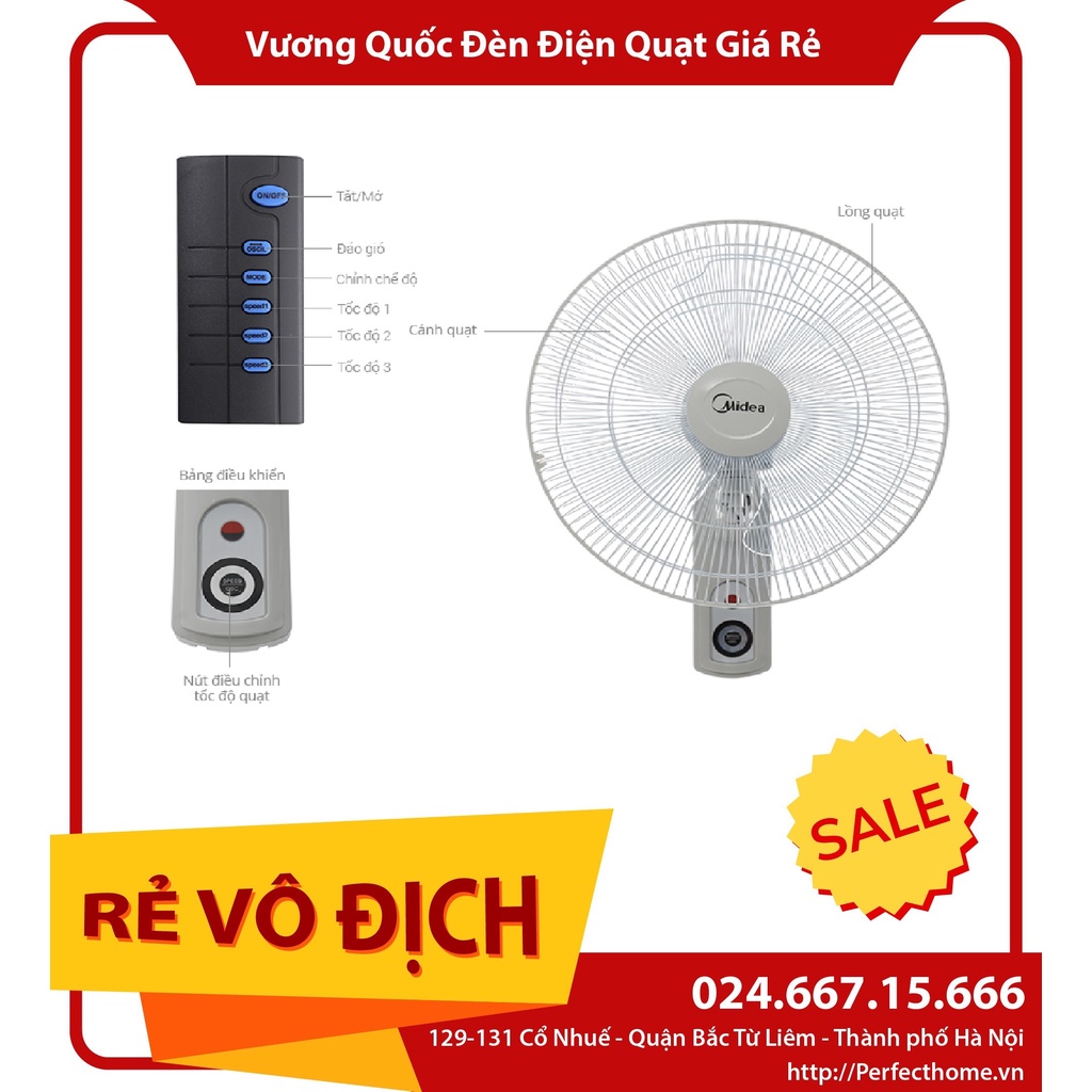 Quạt treo tường Midea FW40-15VFR