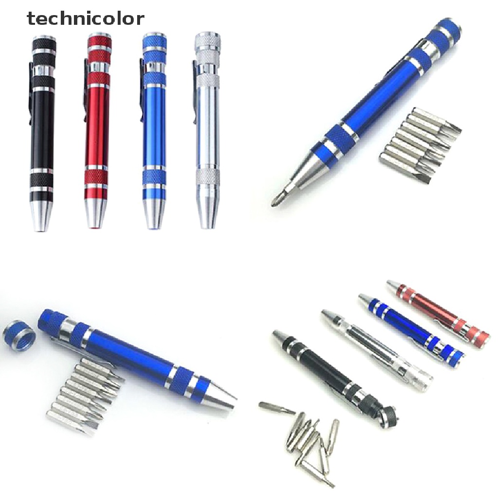 technicolor Multifunction 8 In 1 Pocket Precision Mini Screwdriver Pen Repair Hand Tools Kit TYG