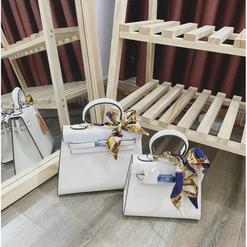 Túi Chữ H size 21 dáng cao tag bạc và tag vàng 89014#