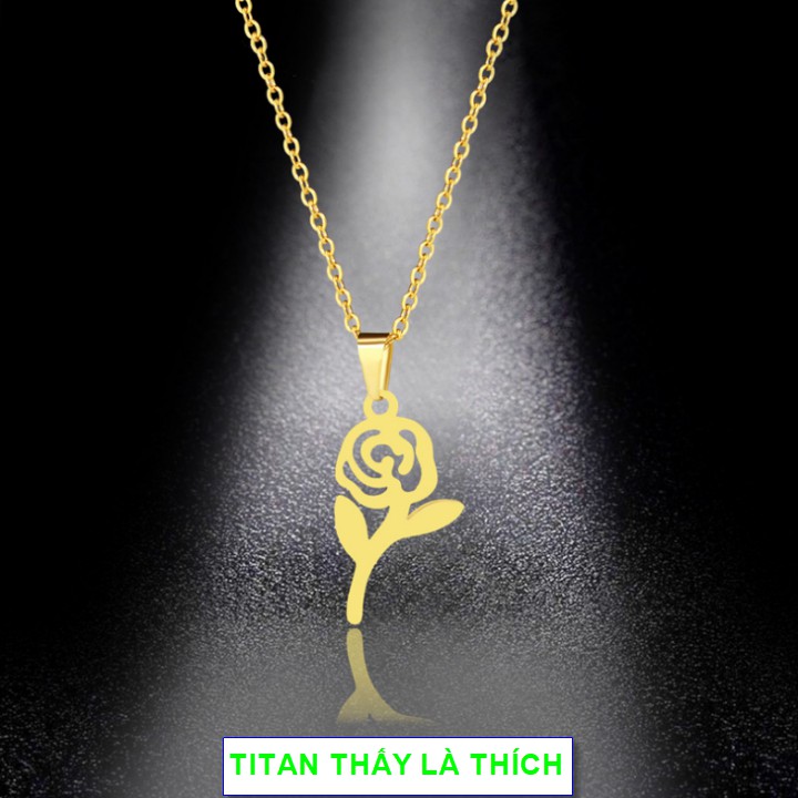 Dây chuyền đẹp cho nữ titan bông hoa đẹp - Hàng titan vàng 18k sáng bóng đẹp - Cam kết 1 đổi 1 nếu đen và gỉ sét