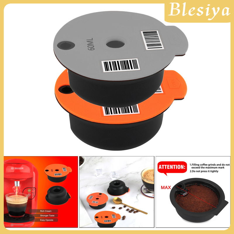 [BLESIYA]Coffee Capsule Cup for Bosch Tassimo, Reusable PP Plastic Coffee Filter Capsules with Stainless Steel Mesh, Pack of 2