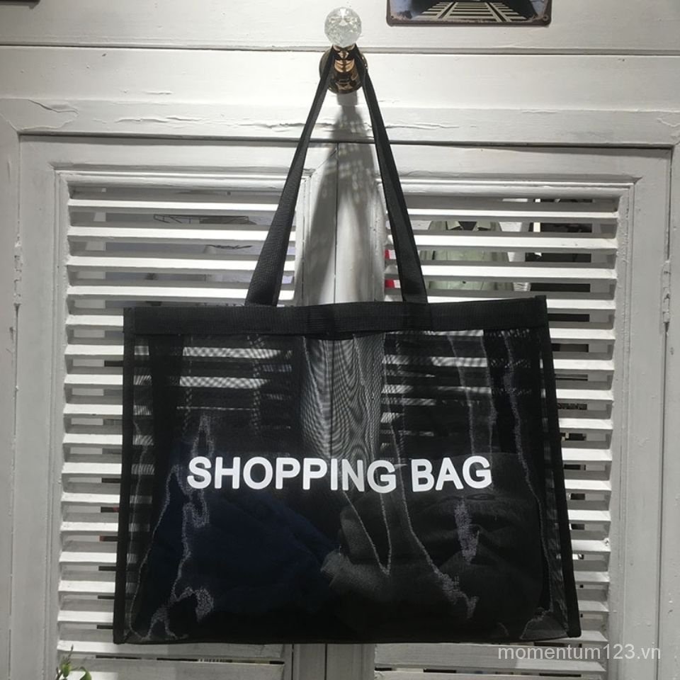 Túi xách bằng lưới nylon trong suốt cỡ lớn dùng đi mua sắm/đi biển/tập yoga