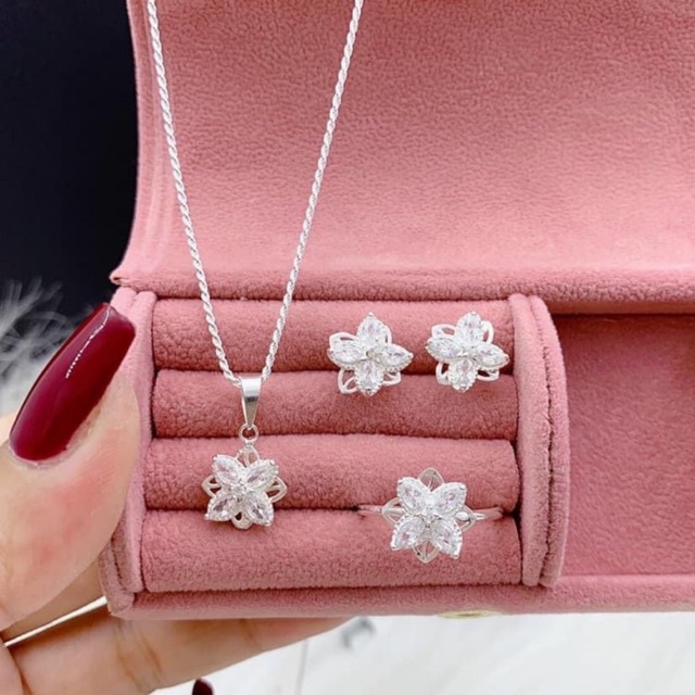 Bộ trang sức Bạc xoay tròn, Set 3 món sang chảnh quyến rũ anh nhìn Mainomi Shop Bạc Xinh