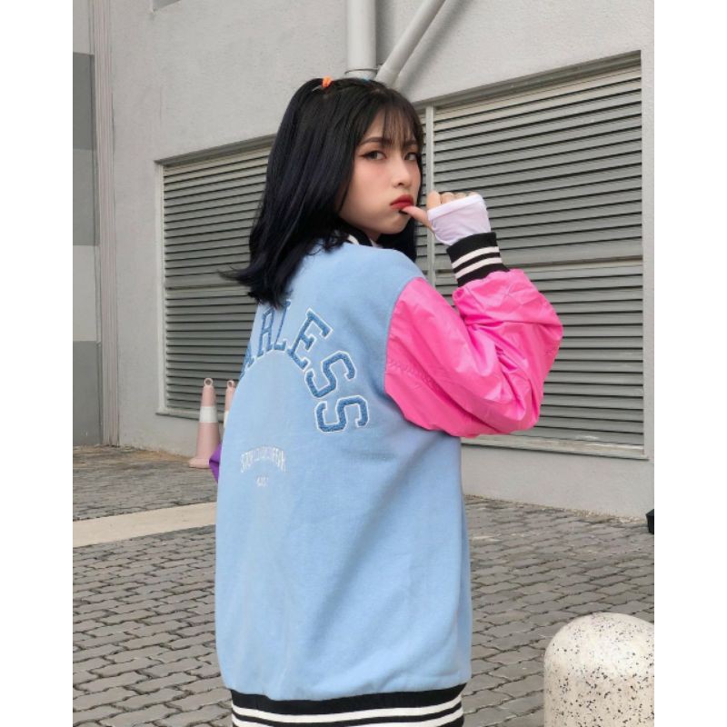 Áo khoác Dù Bomber jacket FEARLESS form rộng unisex (Ảnh thật)