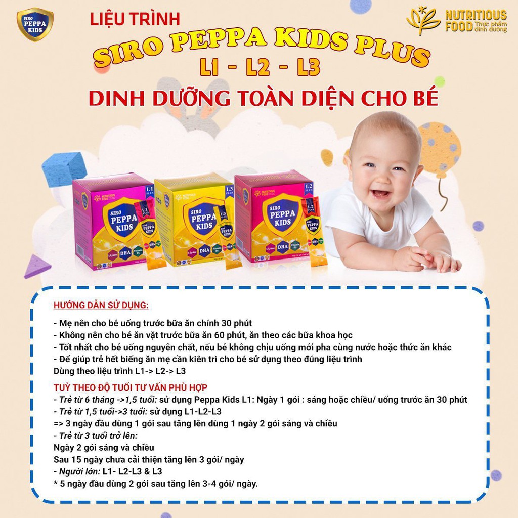 Siro ăn ngon Peppa kids l2 Biếng ăn ,táo bón thấp coi