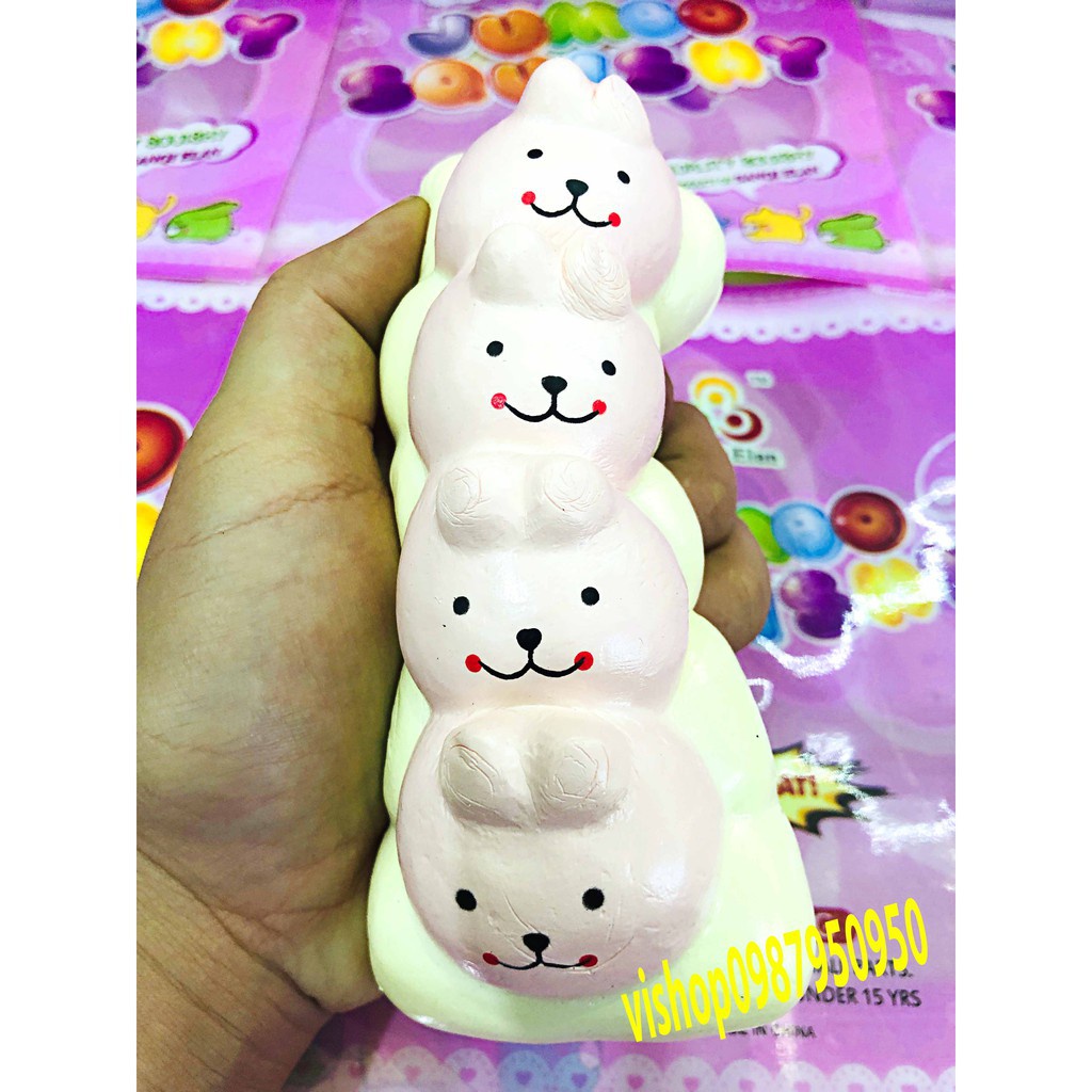 SQUISHY BÁNH THỎ HỒNG 4 TẦNG